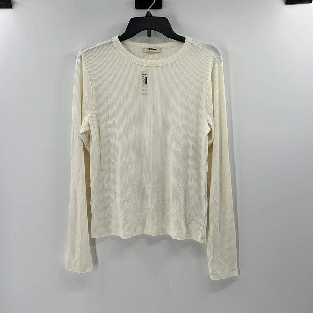 Madewell Women's Modal Ribbed Longsleeve Crewneck - Ivory - XL - NWT
